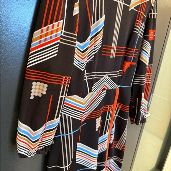 Joan Curtis size 12 (fits size 8-10) Long Sleeve Bishop Dress Geometric Pattern - Picture 9 of 15